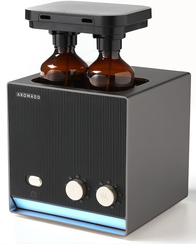 Smart Aroma Dual-Scent Waterless Essential Oil Diffuser, Cold Air Tech Scent Air Machine for 2000 Sq Ft, 2×200ml Hotel Collection Diffuser for Home & Office (Black Titanium, Two Scents)