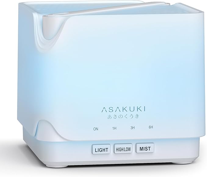 ASAKUKI Essential Oil Diffuser, Multifunctional Ultrasonic Aromatherapy Fragrant Oil Vaporizer Humidifier with Timer, Auto-Off Safety Switch, and 7 LED Light Colors, 700 ml (White) - Bloomnest