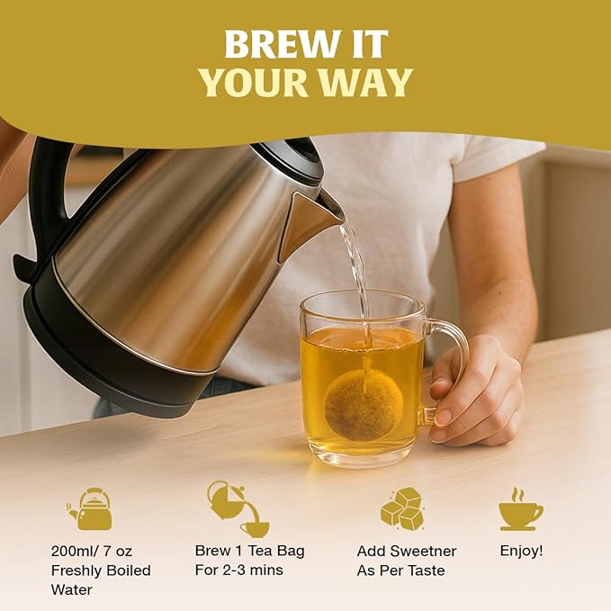 HANDPICK, Lemon Ginger Herbal Tea - 100 Pyramid Tea Bags | 100% Natural Ingredients, Tasty & Citrusy Hand-made Blend of Lemon & Ginger | Caffeine Free, Gluten Free | No Artificial Ingredients - Bloomnest