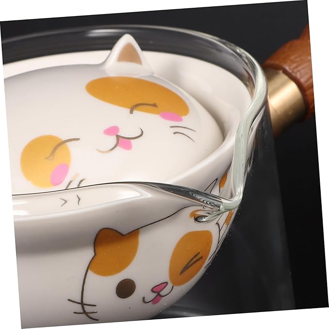 Rotatory Ceramic Teapot with Anti-scald Wooden Handle Small Capacity Household Teakettle for Home and Office Use Comfortable Grip Side Handle Water Pot for Easy Pouring and - Bloomnest