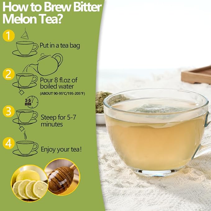 Premium 100 Bitter Melon Tea Bags, Made with 100% Pure Natural Bitter Melon, No Additives & Caffeine Free & No Sugar Added. - Bloomnest