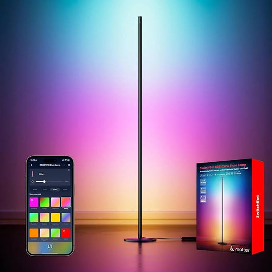 SwitchBot Smart RGBICWW App-Controlled Floor Lamp with Matter, Warm & Cool White, Alexa-Compatible Lamp, Works with Apple Home, Google Home – 1200lm Music Sync, Lamp for Living Room for Bedroom - Bloomnest
