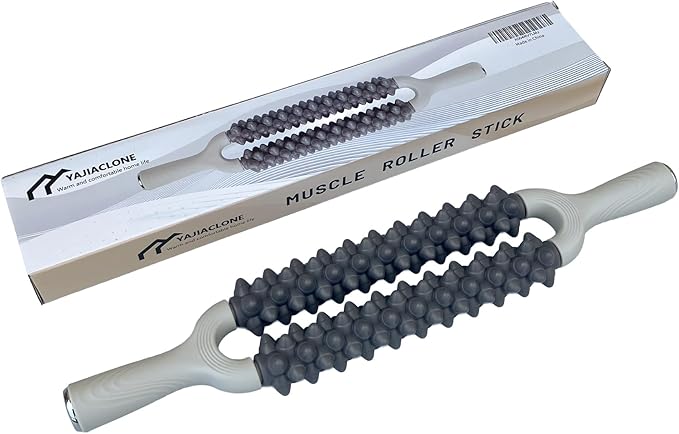 Double Row Muscle Roller Stick, One-Piece Rolling Design for Large Muscle Groups, Manual Muscle Massage Tool for Athletes & Runners, Portable Recovery Roller – Practical Fitness Gift.