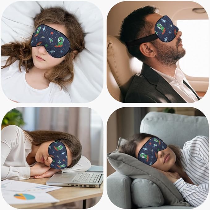 Astronaut Dinosaur Sleep Eye Mask Eye Cover Rex Tyrannosaurus Space Surf Funny Animal Silk Eye Mask for Sleeping with Adjustable Strap for Travel Nap Shift Work Office - Bloomnest