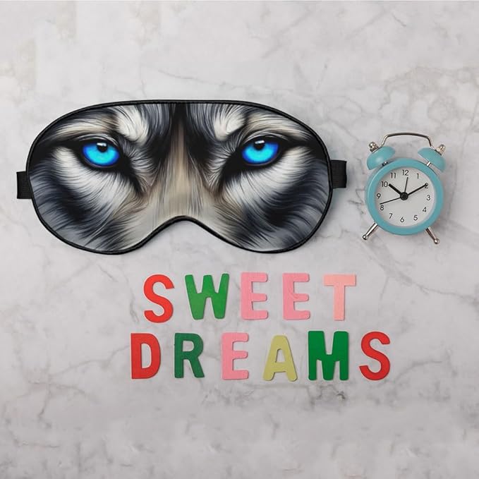 Wolf Eyes Eye Mask Sleeping Mask Siberian Husky Bright Blue Eyes Sleep Masks Silky Soft Eye Cover for Women Men Shading Blindfold for Air Travel Sleeping - Bloomnest