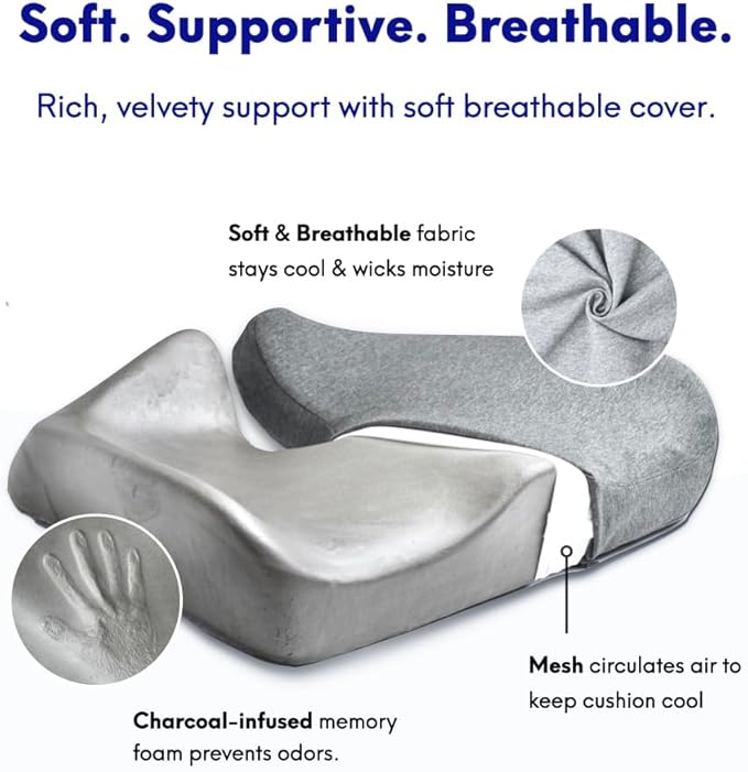 C CUSHION LAB Patented Pressure Relief Seat Cushion for Long Sitting Hours on Office/Home Chair, Car, Wheelchair - Extra-Dense Memory Foam for Hip, Tailbone, Coccyx, Sciatica - Wellness Green - Bloomnest
