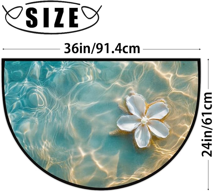 Half Round Door Mat, Beach Summer Flower Half Circle Rug for Home Decor Floor Indoor Outdoor Non-Slip Washable Half Moon Rug Doormat 36X24 Inch - Bloomnest