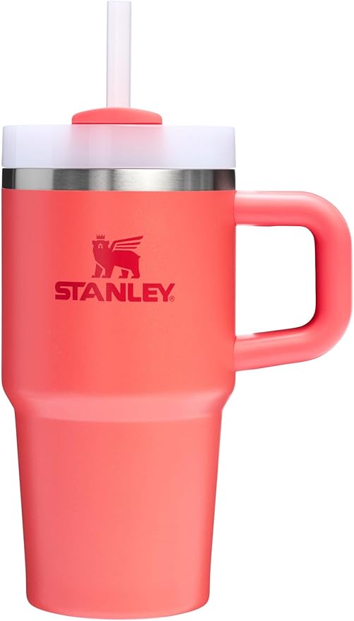 Stanley Quencher H2.0 Tumbler with Handle and Straw 20 oz | Flowstate 3-Position Lid | Cup Holder Compatible for Travel | Insulated Stainless Steel Cup | BPA-Free | Hot Coral