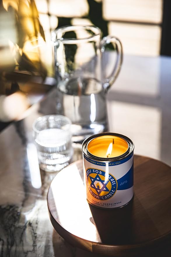 Long-Burning, One-Pint Premium Candles for Men | Vintage Inspired Oil Can Design | Soy Wax, Vegan Friendly, Made in The USA | Fury Bros. | Classically Cool (Lights for Israel) - Bloomnest