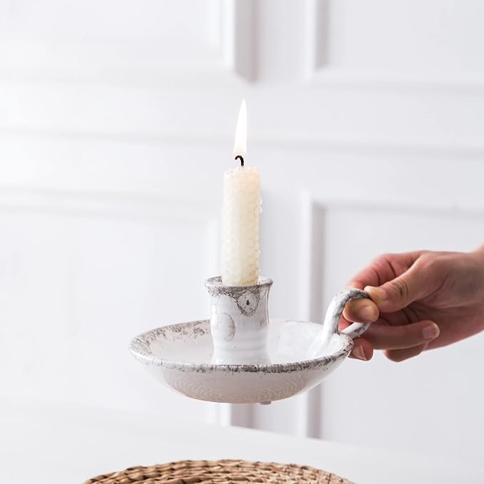 Candle Holder Ceramic Candlestick Holder, Candlelight Stand for Spell Candles, Taper Candles, and Incense, Halloween Christmas Dining Room Home Decoration Display - Bloomnest
