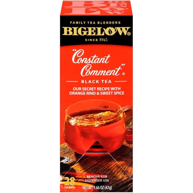 Bigelow Constant Comment Tea 28-Count Box (Pack of 1) Spiced Premium Black Tea with Orange Peel Antioxidant-Rich Full Caffeine Black Tea in Foil-Wrapped Bags - Bloomnest