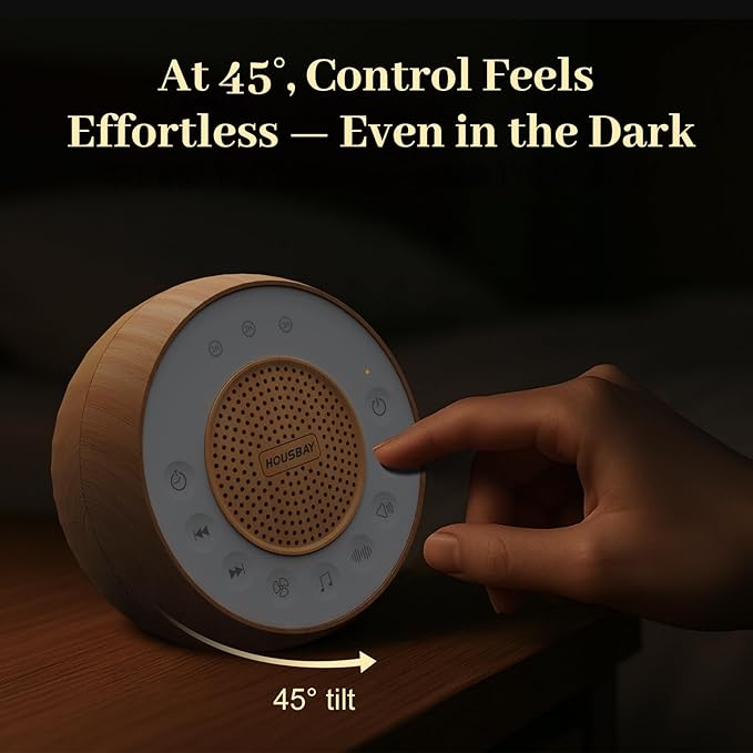 Housbay White Noise Sound Machine for Sleeping, 31 Soothing Sounds, Small Sleep Machine for Adults, Wood Grain Design for Bedroom & Noise Canceling - Bloomnest