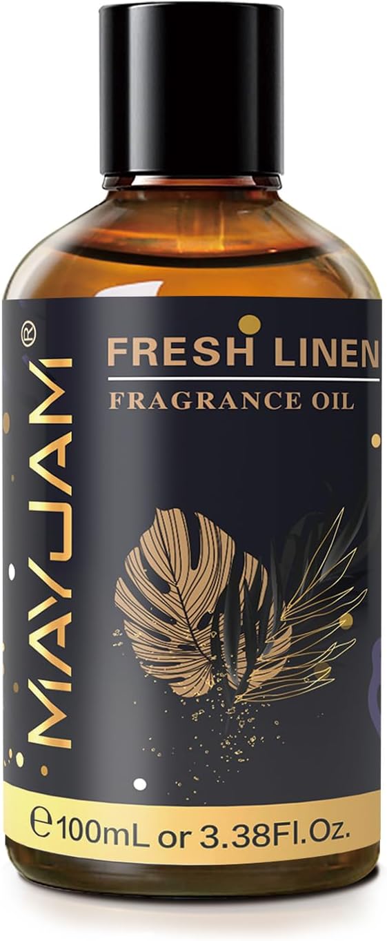 MAYJAM Fresh Linen Fragrance Oils Essential Oil - Fresh Linen Oil for Diffusers, 3.38FL.OZ/100ML Large Volume Fragrance Oil with Premium Glass Dropper - Bloomnest