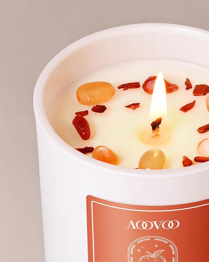 AOOVOO Apple Pie Scented Candles for Women - Aromatherapy Candle with Crystals Inside, 10oz Soy Candles for Home Scented, Birthday Gifts Christmas Candle for Women Mom - Bloomnest
