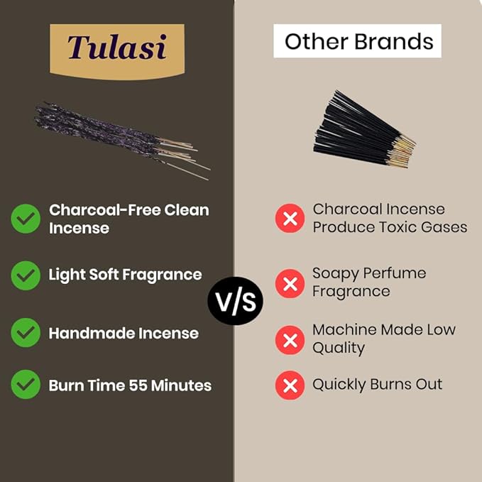Tulasi Lavender Incense Sticks for Calming (48 Scent Sticks) | with Real Herbs | Long-Lasting 55-Minute Burn | Natural Essential Oils | Perfect for Meditation, Relaxation & Improves Sleep Tulasi