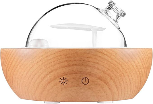 Glass Essential Oil Diffuser,Real Wood Base,The 2025 Upgrade Aromatherapy Diffuser,Aroma Diffuse Humidifier,LED Light in 7 Colors，Suitable for Home Office Bedroom（Non-Glass Reservoir） - Bloomnest