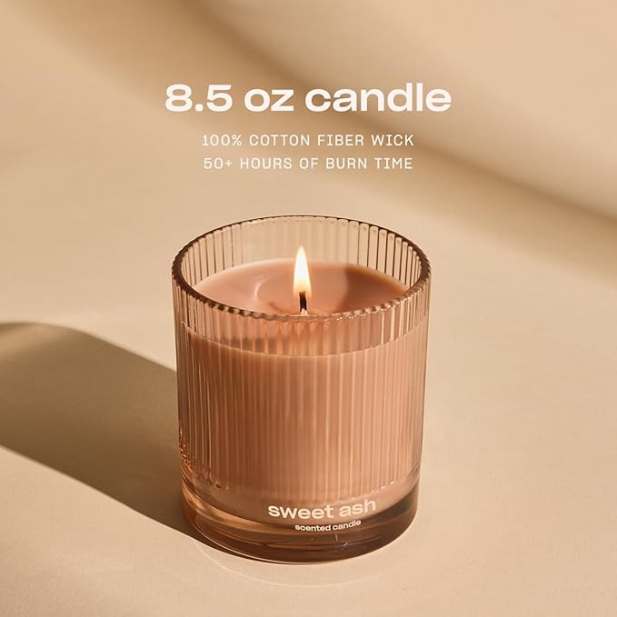 Sweet Ash Scented Candle by Snif, Low-Key Sweet and Earthy Scent, 50+ Hours, 100% Cotton Fiber Wicks, Soy Wax Blend, Non-Toxic, Vegan, 8.5 oz - Bloomnest