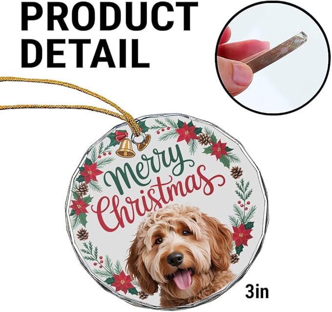 Golden Doodle Glass Ornament – Handcrafted Hanging Decoration, Elegant Keepsake with Unique Golden Doodle Design, for Home, Holiday Tree, or Special Occasion - Bloomnest