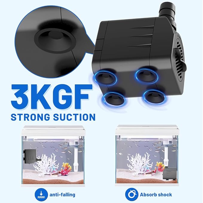 200GPH Submersible Water Pump(750L/H,16W),Ultra Quiet Fountain Pump with 5.2ft. High Lift,Pond Pump for Fish Tank, Pond, Aquarium, Statuary, Hydroponics. - Bloomnest