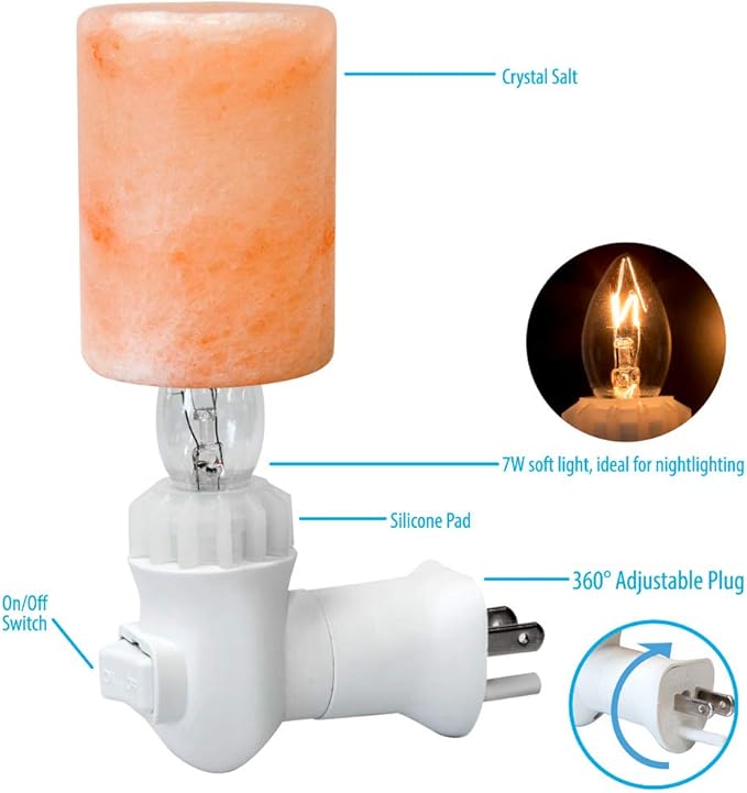 AULTRA Salt Lamp Night Light with Himalayan Natural Crystal Salt Color Lights - UL Listed Plug for Lighting Bedrooms Or Bathrooms (2-Pack) - Bloomnest