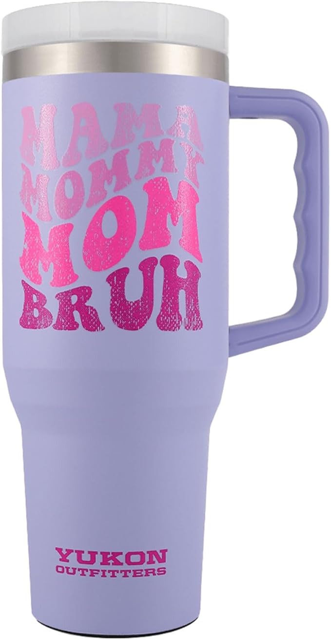 Yukon Outfitters Fit Forty 40oz Double Wall Vacuum Insulated Stainless Steel Tumbler with Reusable Straw & Ergonomic Handle | For Hot or Cold Beverage, Mama Bruh - Bloomnest