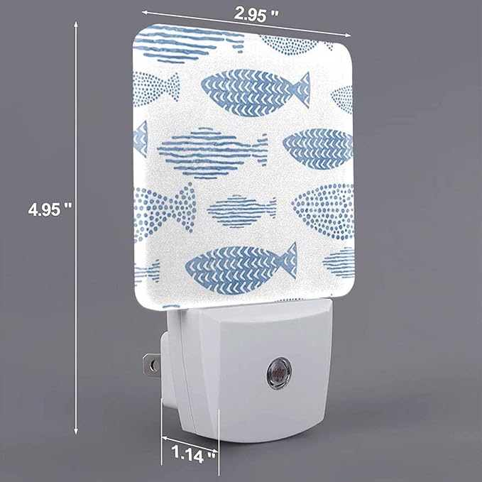 LED Night Light,Art Ocean Watercolor Fish LED Night Light Plug into Wall with Dusk to Dawn Light Sensor White Energy Efficient Nightlight for Bedroom Bathroom Hallway Living Room Kitchen - Bloomnest