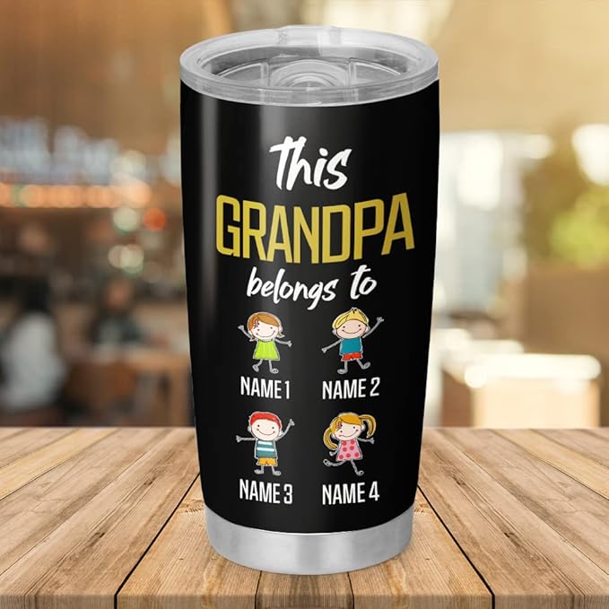 Personalized Best Grandpa Ever Tumbler Cup Gift Father's Day, Dad, Father, Papa, Grandpa 20oz 30oz Insulated Coffee/Tea Tumbler with Lid - Bloomnest