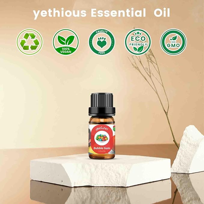 yethious Cotton Candy Bubble Gum Essential Oil Set, Cotton Candy Oil for Diffuser, Aromatherapy, Candle Soap Making - 2 Pack 0.33 Fl Oz Cotton Candy & Bubble Gum Oil - Bloomnest