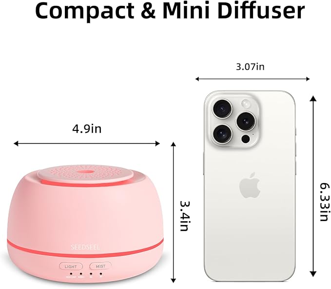 300ML Essential Oil Diffuser with 7 Color LED Light, Remote, 4 Timers, Auto-Off, Ultrasonic Aromatherapy Diffuser for Office, Bedroom, Yoga, Home - Bloomnest
