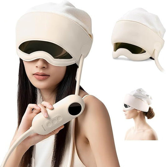Electric Head Massager for Headaches, Eye Massager with 6-Level Heat, 6-Zone Kneading Temple Massager & Migraine Massager, Rechargeable Head and Eye Massage for Stress Relax, White ArtmoryUSCandles