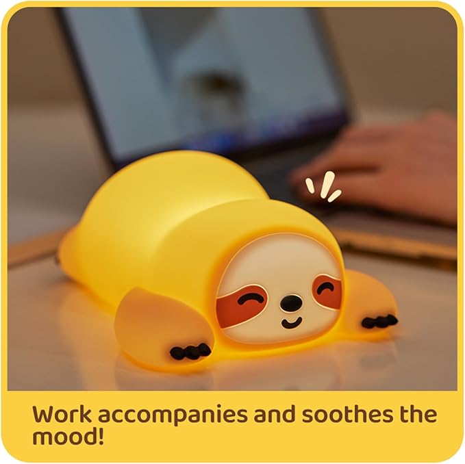 DREAMING MY DREAM Night Light for Kids,Squishy Sloth Night Light,LED Novelty Animal Nightlight,3 Levels Dimmable,30Min Timer Nursery Lamp for Kids, Bedroom Baby Boys Girls Gifts - Bloomnest