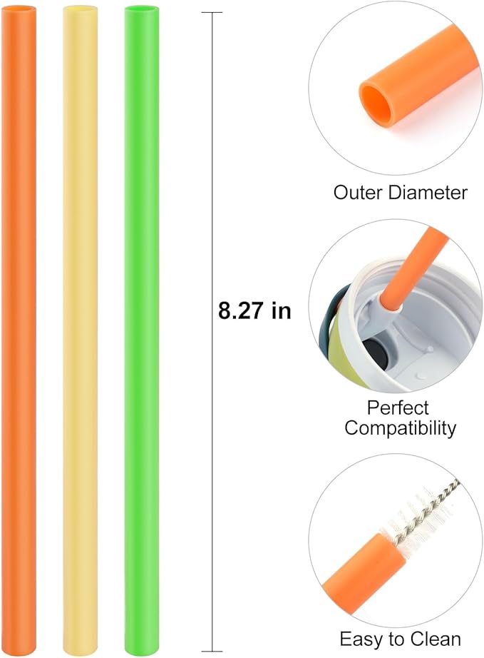 Straws Replacement Compatible with Owala Freepsip 24oz,32oz Water Bottle,Replacement Parts For Owala Free Sip Sway 30 oz,Include 6 BPA-FREE Straws and 1 Cleaning Brush Bubrike