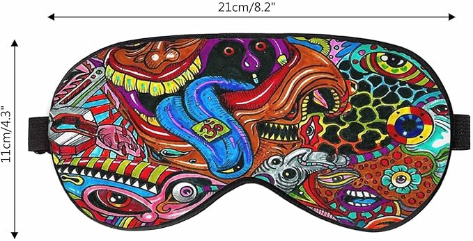 Tracery Sleep Eye Mask Ethnic Colorful Doodle Men Women Sleep Mask with Adjustable Strap Eye Cover Eye Shade for Travel, Nap,Meditation - Bloomnest