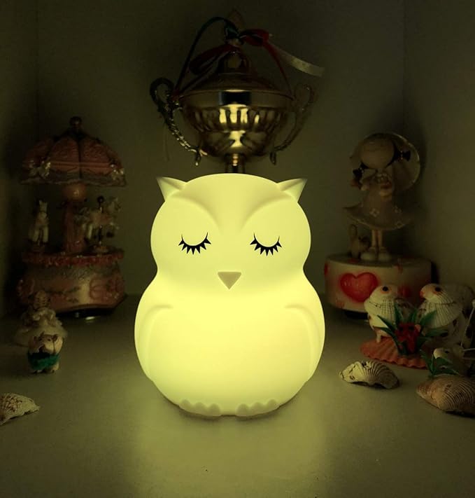 Large Owl Night Lights for Kids LED Nursery Lamp Children's Room Moon Bedside Lamp, Changeable Brightness & Color Child Table Night-Light, Lighting for Travel and Camping Child Gift - Large - Bloomnest