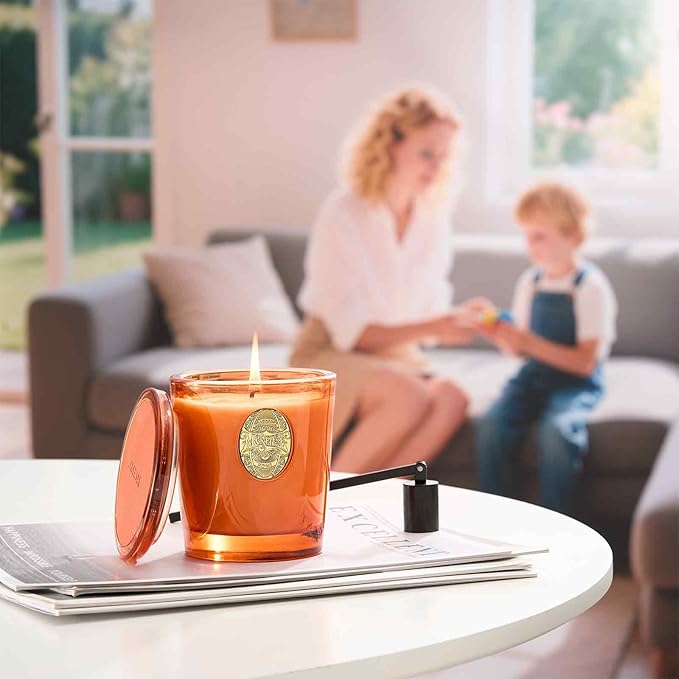 M&SENSE Natural Soy Candle | Noir Air& Neon Orange | 9.2 oz, 50H Burn Time | Luxury Scented Candle for Relaxation, Gifting, Home Décor | Ideal for Bedroom, Office, Party Ambiance - Bloomnest