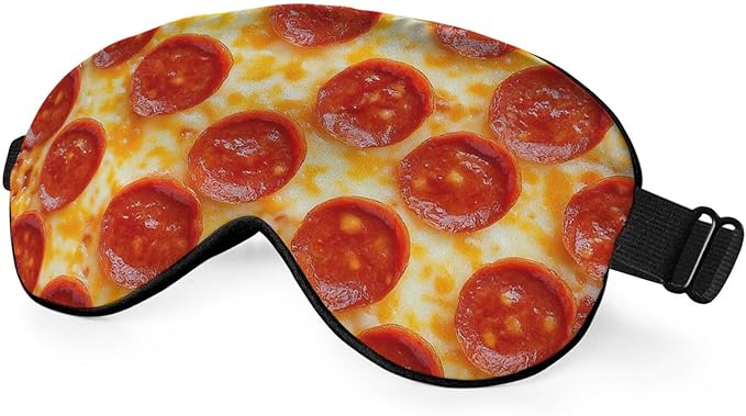 Silk Cheese Pizza Sleep Mask with Adjustable Strap for Travel, Office, Gift - Bloomnest