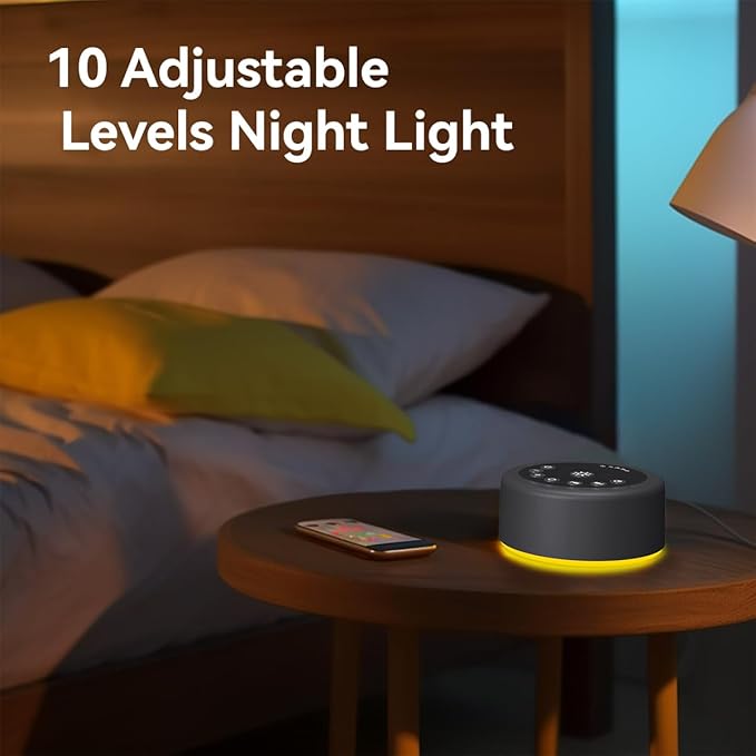 Sleep Sound Machine White Noise Machine with 30 Non Looping Sounds 12 Night light Colors with 5 Timers 36 Adjustable Volume Memory Function Brown Noise Machine for Baby kid Adult & Home Nursery Travel - Bloomnest