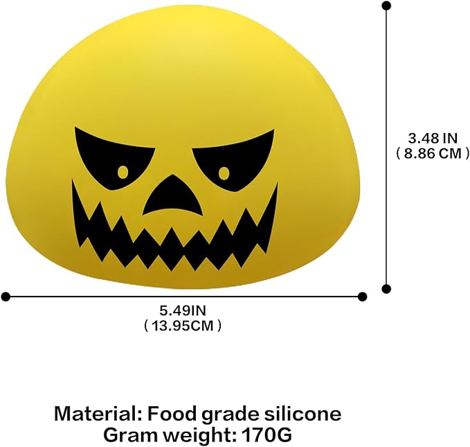 Funny Devil Pumpkin Night Light - Color Changing Half-Sphere Silicone Lamp, Battery Powered, Dimmable Glow for Halloween Christmas Decor, Novelty Gift (Yellow) - Bloomnest