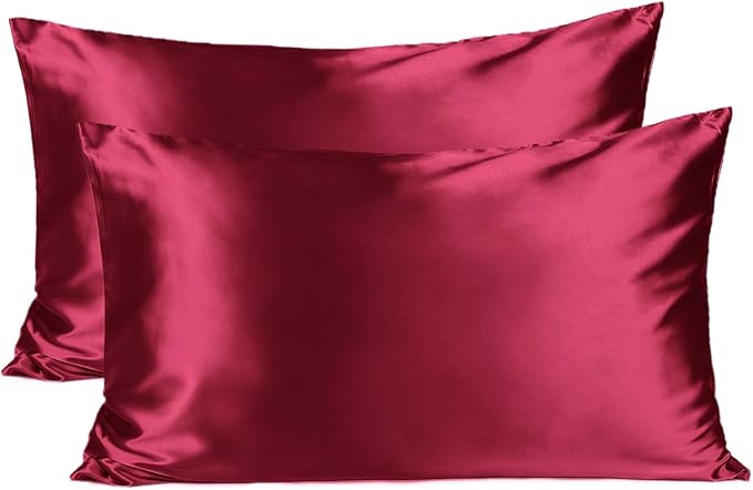 Yanibest Satin Pillowcase for Hair and Skin Care Silk Pillowcase 2 Pack Queen Size Pillow Cases Set of 2 -Satin Cooling Pillow Covers with Hidden Zipper Floral Print - Bloomnest