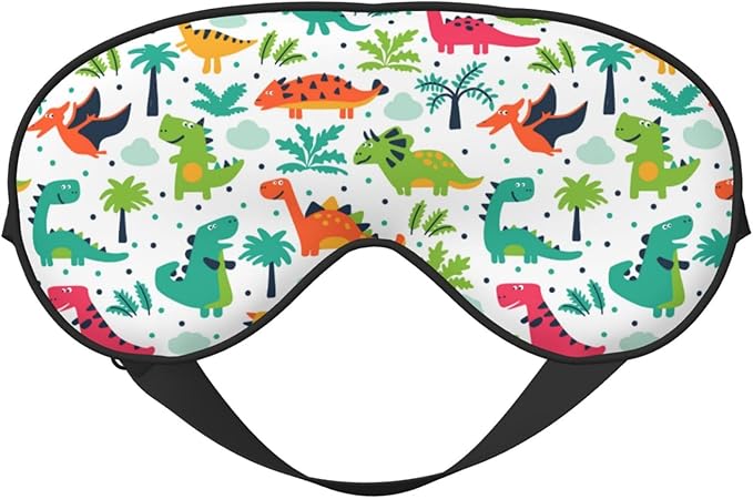Sleep Eye Mask Funny Dinosaurs Leaves Sleep Mask for Women Men Comfortable Eye Mask with Adjustable Strap Soft Eye Cover Blindfold for Travel Yoga Nap Shift Work - Bloomnest