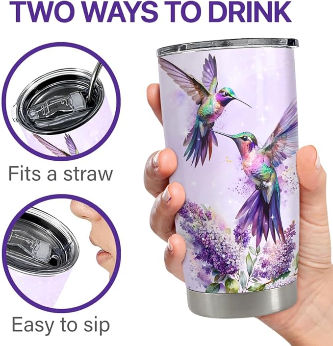Hummingbird Tumbler 20oz Stainless Steel Insulated Travel Mug Cup for Women Girls Grandma Mom Hummingbird Gifts for Birthday Christmas Mothers Day - Bloomnest