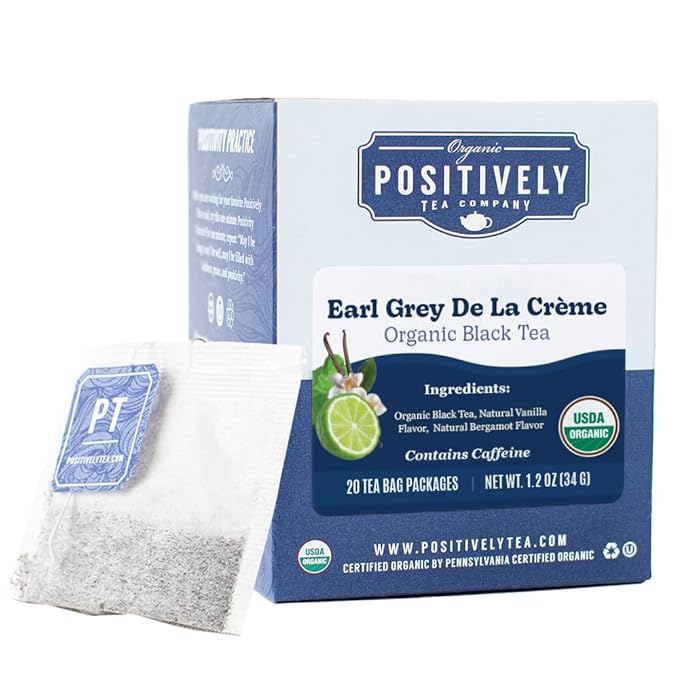 Organic Positively Tea Company, Earl Grey De La Crème Black Tea Bags, 20 Count - Bloomnest