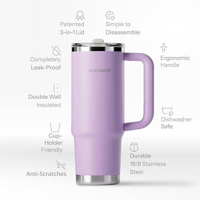Easy Clean Pro Tumbler - 30 oz Water Bottle with Handle & Quick-Disassemble Flip Straw, Leak Resitance,Double Wall Insulated Stainless Steel, Dishwasher Safe, BPA-Free,Gifts for Women & Men - Bloomnest