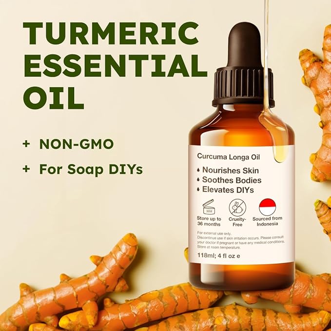 KUKKA Turmeric Oil for Skin - 4 Fl Oz - for Hair, Skin, Diffuser, Aromatherapy & DIY Soap Making Scent - Bloomnest