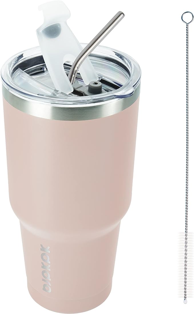 BJPKPK 30 oz Tumbler Cups With Lid And Straw Stainless Steel Double Wall Vacuum Insulated Tumblers For Women and Men Apricot - Bloomnest