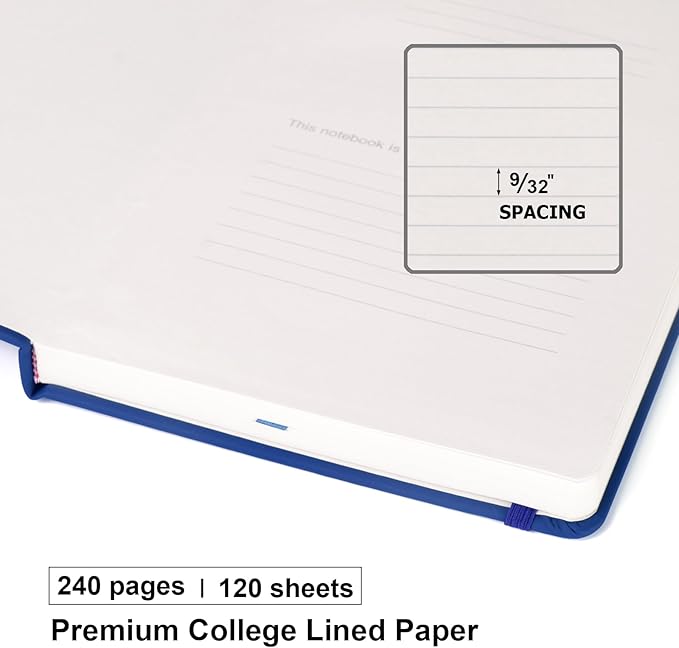 Comix 6 Pack Lined Journal Notebooks for Work, 240 Pages, 5.5"x8.3", Navy Blue, Hardcover, A5 Medium College Ruled, Journaling Notebooks for Notes-taking, Fits for Office School Home - Bloomnest