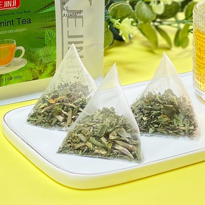 XIEJINJI Spearmint Tea Bags, 40 Count - 100% Pure Spearmint Leaves, Antioxidant-Rich, Supports Digestion, Refreshing & Soothing - Bloomnest