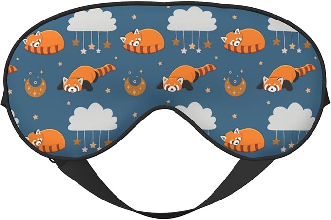Sleep Eye Mask Red Panda Moon Cloud Star Sleep Mask for Women Men Comfortable Eye Mask with Adjustable Strap Soft Eye Cover Blindfold for Travel Yoga Nap Shift Work - Bloomnest