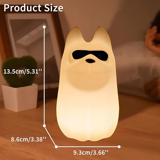 Cute Dog Night Light, 7 Colors Want Want Nightlight, LED Bedside Lamp, Touch-Sensitive for Bedroom, Living Room,Dorm Room Decor for Christmas Gift Baby Kids Girls Teens - Bloomnest