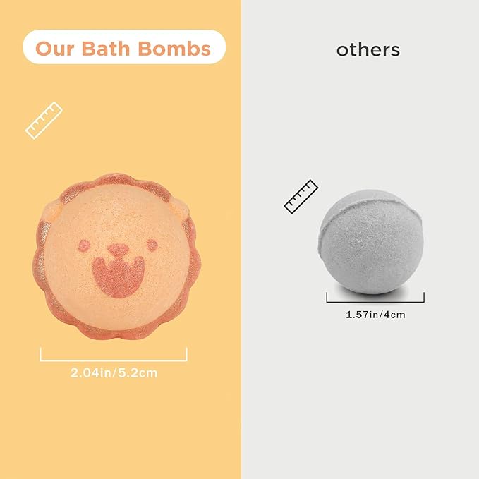 SHUCHING 14 Pcs Brown Lion Bath Bombs with Surprise Inside, Natural and Organic Bubble Bath Fizzy Balls for Kids, Birthday Christmas Gifts Set for Boys Girls - Bloomnest